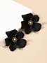 1 Paar Elegant Blume Strass Zucht Ohrringe