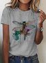 Lässig Libelle Rundhals Kurzarm T-Shirt