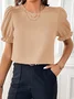 Rundhals Kurzarm Unifarben Regelmäßig Regelmäßige Passform Bluse für Damen
