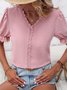 V-Ausschnitt Kurzarm Unifarben Regelmäßig Regelmäßige Passform Bluse für Damen
