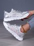 Lässig Farbblock Atmungsaktiv Schnürung Flach Fliegen Sie gewebte Schuhe Nahtverarbeitung