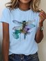 Lässig Libelle Rundhals Kurzarm T-Shirt