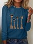 Lässig Hirsch Rundhals Langarm T-Shirt