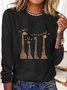 Lässig Hirsch Rundhals Langarm T-Shirt