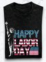 Lässig Buchstabenmuster Rundhals Langarm T-Shirt