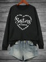 Lässig Rundhals Textbriefe Sweatshirt