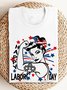 Lässig Unifarben Rundhals Kurzarm T-Shirt