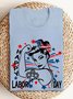 Lässig Unifarben Rundhals Kurzarm T-Shirt