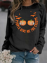Lässig Rundhals Textbriefe Sweatshirt