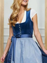 Damen Polka Dots Karree-Ausschnitt Kurzarm Bequem Retro Schleife Midikleid
