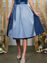 Damen Polka Dots Karree-Ausschnitt Kurzarm Bequem Retro Schleife Midikleid