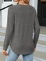 Lässig Unifarben Rundhals Langarm T-Shirt