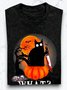 Lässig Katze Rundhals Langarm T-Shirt