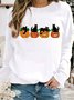 Lässig Rundhals Katze Sweatshirt