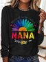 Lässig Gänseblümchen Rundhals Langarm T-Shirt