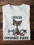 Lässig Katze Rundhals Langarm T-Shirt
