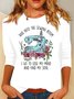 Lässig Geblümt Rundhals Langarm T-Shirt