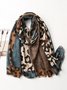 Lässig Farbblock Leopard Troddel Schal