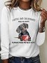 Lässig Katze Rundhals Langarm T-Shirt