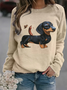 Lässig Rundhals Hund Sweatshirt