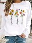 Lässig Rundhals Geblümt Sweatshirt