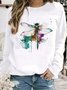 Lässig Rundhals Libelle Sweatshirt