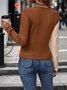 V-Ausschnitt Langarm Farbblock Regelmäßig Weit Bluse für Damen