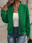 Damen Unifarben Regelmäßig Weit Jacke