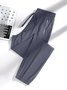 Damen Unifarben Lang Elastische Taille Hose Lässig Frühling/Herbst Hose