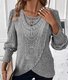Rundhals Langarm Unifarben Spitze Regelmäßig Regelmäßige Passform Bluse für Damen
