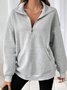 Lässig Schalkragen Unifarben Sweatshirt Reißverschluss