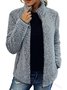 Damen Unifarben Sherpa-Jacke Reißverschluss verdicken Weit Teddy Jacke
