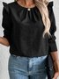 Rundhals Langarm Unifarben Regelmäßig Regelmäßige Passform Bluse für Damen
