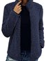 Damen Unifarben Sherpa-Jacke Reißverschluss verdicken Weit Teddy Jacke