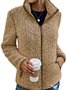 Damen Unifarben Sherpa-Jacke Reißverschluss verdicken Weit Teddy Jacke