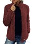 Damen Unifarben Sherpa-Jacke Reißverschluss verdicken Weit Teddy Jacke