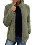 Damen Unifarben Sherpa-Jacke Reißverschluss verdicken Weit Teddy Jacke