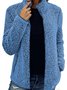 Damen Unifarben Sherpa-Jacke Reißverschluss verdicken Weit Teddy Jacke