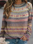 Damen Garn/Wollgarn Farbblock Langarm Bequem Lässig Pullover