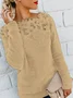 Damen Garn/Wollgarn Unifarben Langarm Bequem Lässig Spitze Pullover