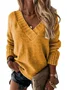 Damen Garn/Wollgarn Farbblock Langarm Bequem Lässig Pullover