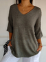 Damen Garn/Wollgarn Unifarben Dreiviertelärmel Bequem Lässig Pullover