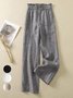 Lässig Unifarben Lang Elastische Taille Schnalle Hose