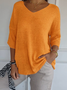 Damen Garn/Wollgarn Unifarben Dreiviertelärmel Bequem Lässig Pullover