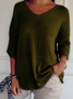 Damen Garn/Wollgarn Unifarben Dreiviertelärmel Bequem Lässig Pullover