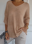 Damen Garn/Wollgarn Unifarben Dreiviertelärmel Bequem Lässig Pullover