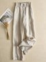Lässig Unifarben Lang Elastische Taille Schnalle Hose
