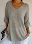 Damen Garn/Wollgarn Unifarben Dreiviertelärmel Bequem Lässig Pullover
