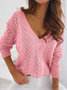 Damen Garn/Wollgarn Unifarben Langarm Bequem Lässig Pullover