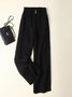 Lässig Unifarben Lang Elastische Taille Schnalle Hose